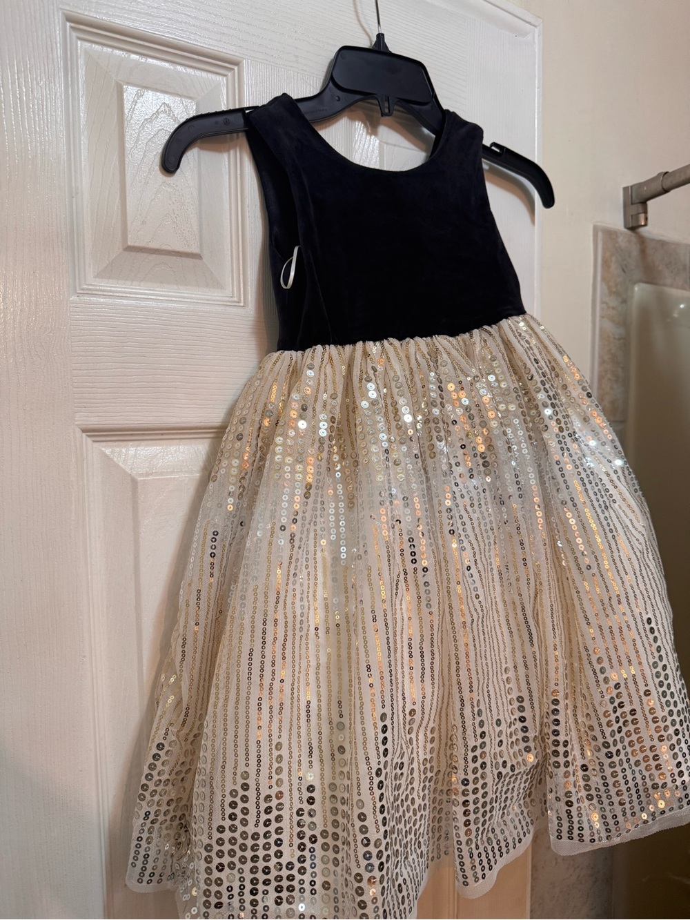 Betsey Johnson Black and Gold Sequin Tulle Party Dress - Girls